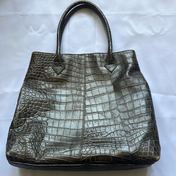 Gianfranco Ferre Croc Embossed Leather Tote - Picture 8 of 12